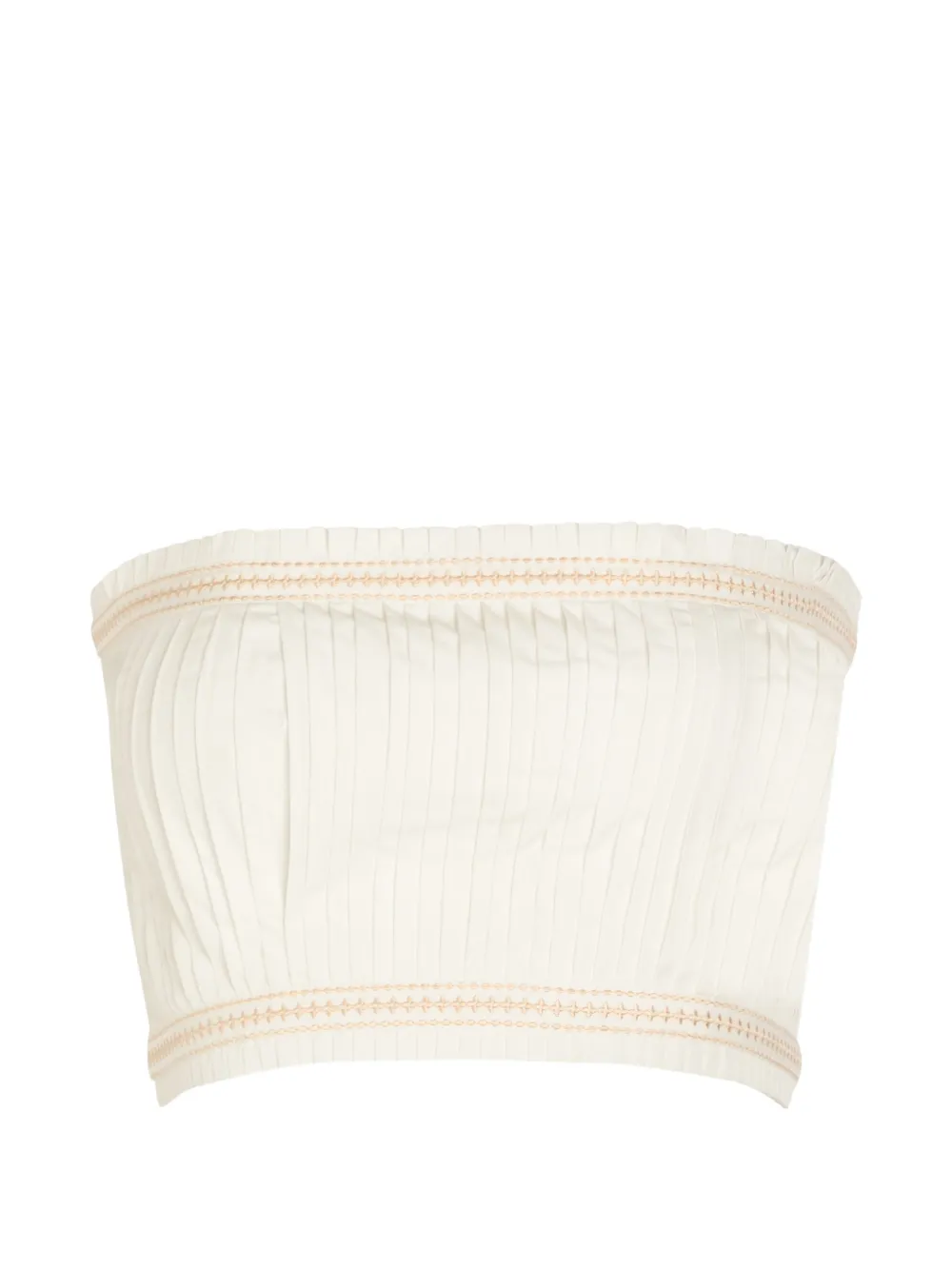 Emporio Sirenuse pleated embroidered-trim top - Bianco