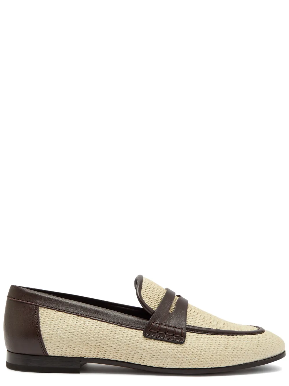 Brunello Cucinelli leather-trimmed woven loafers Beige