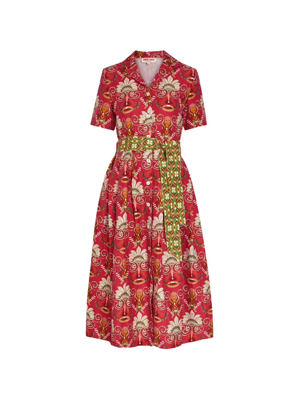 Emporio Sirenuse graphic-print belted dress - Red