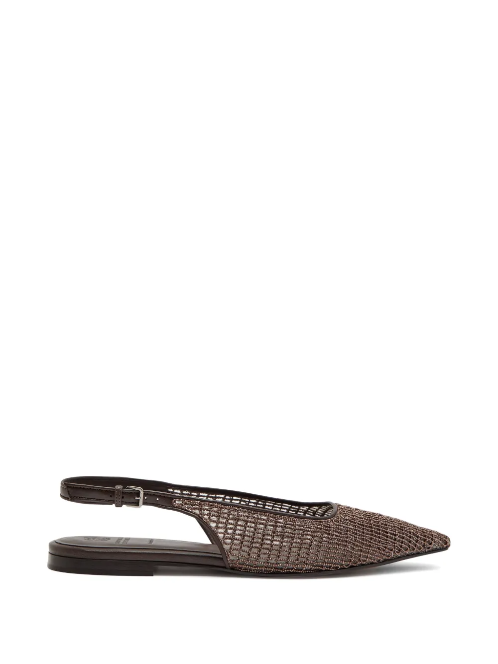 Brunello Cucinelli monili-chain mesh ballet flats - Brown