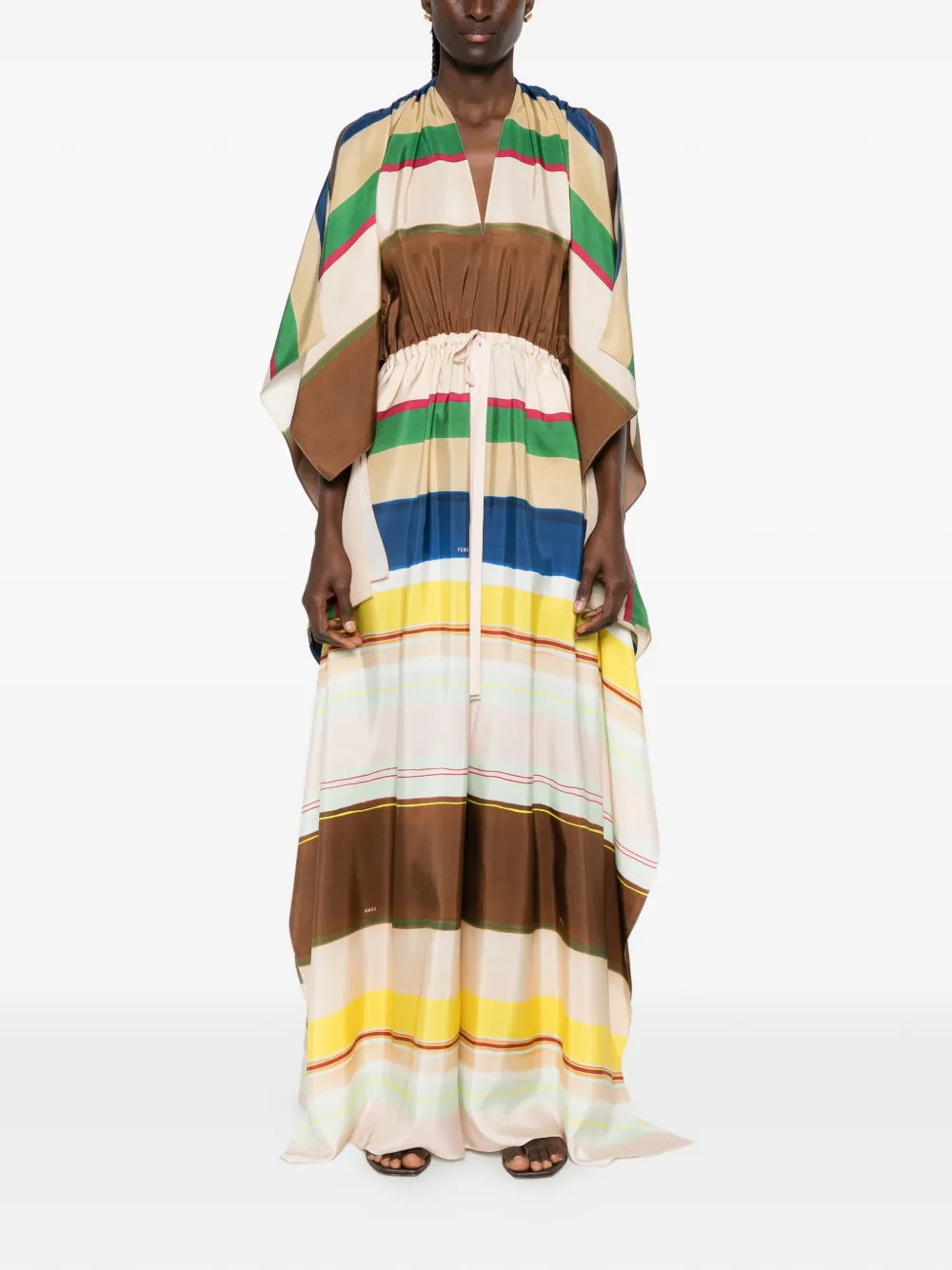 FENDI Gestreept gedrapeerd jumpsuit Beige