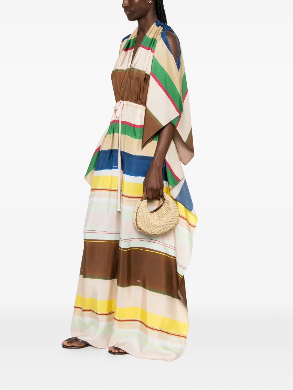 FENDI Gestreept gedrapeerd jumpsuit Beige