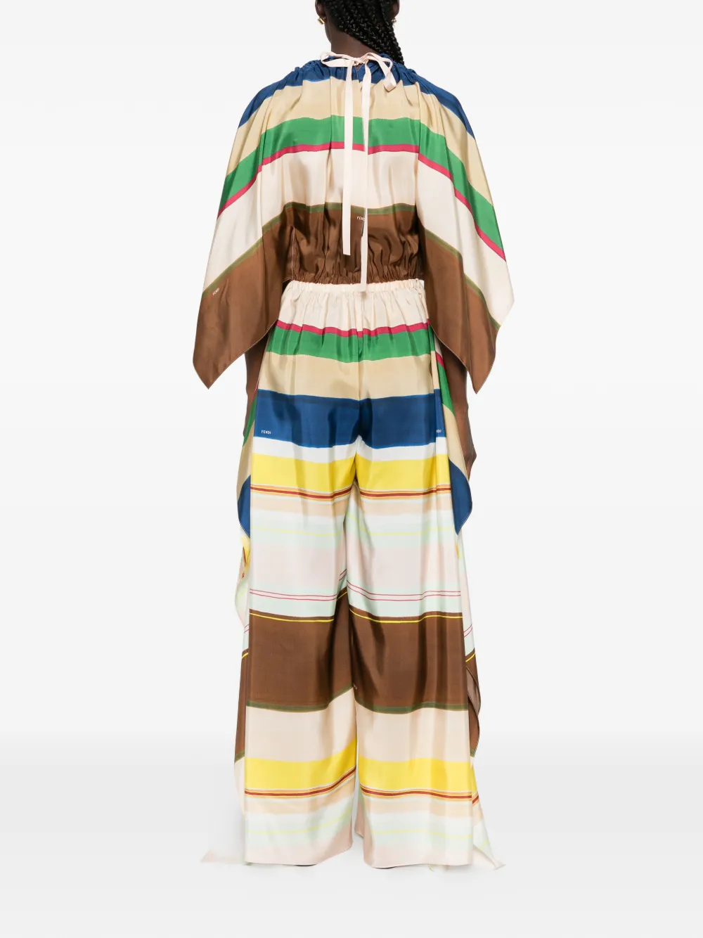 FENDI Gestreept gedrapeerd jumpsuit Beige