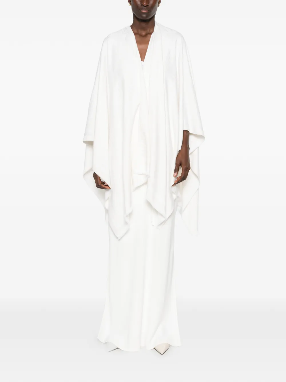  Fendi Poncho Con Monograma En Jacquard - Blanco 