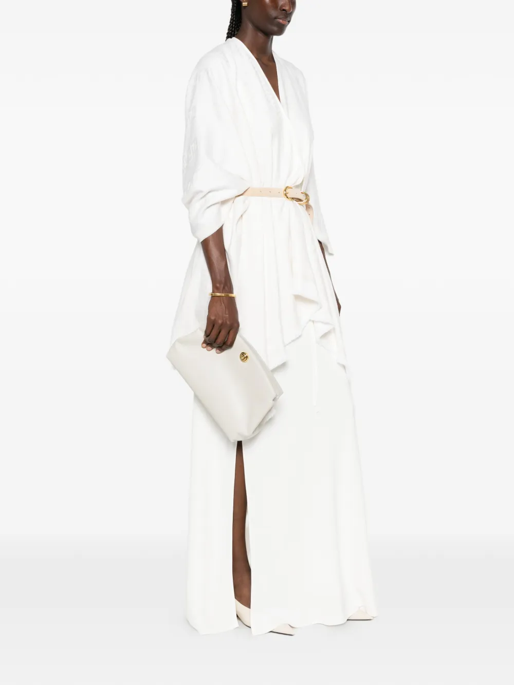  Fendi Poncho Con Monograma En Jacquard - Blanco 