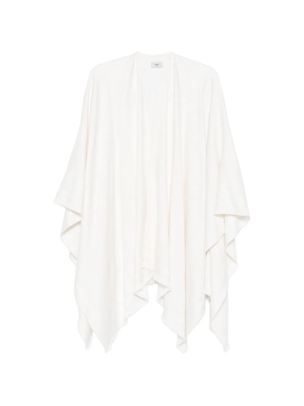 Fendi Monogram-jacquard Fringed Poncho In White
