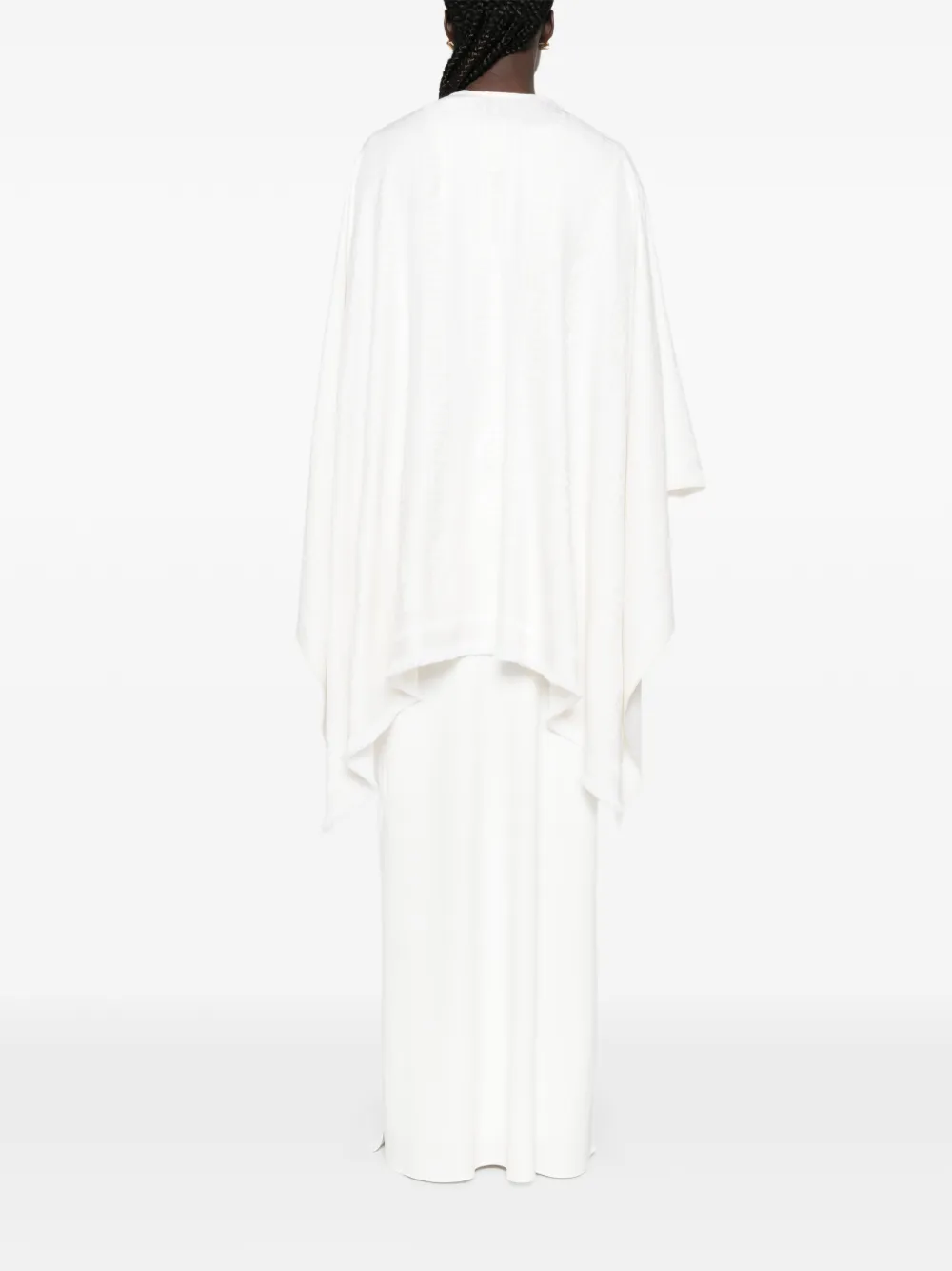 FENDI Poncho met franje en FF-jacquard Wit