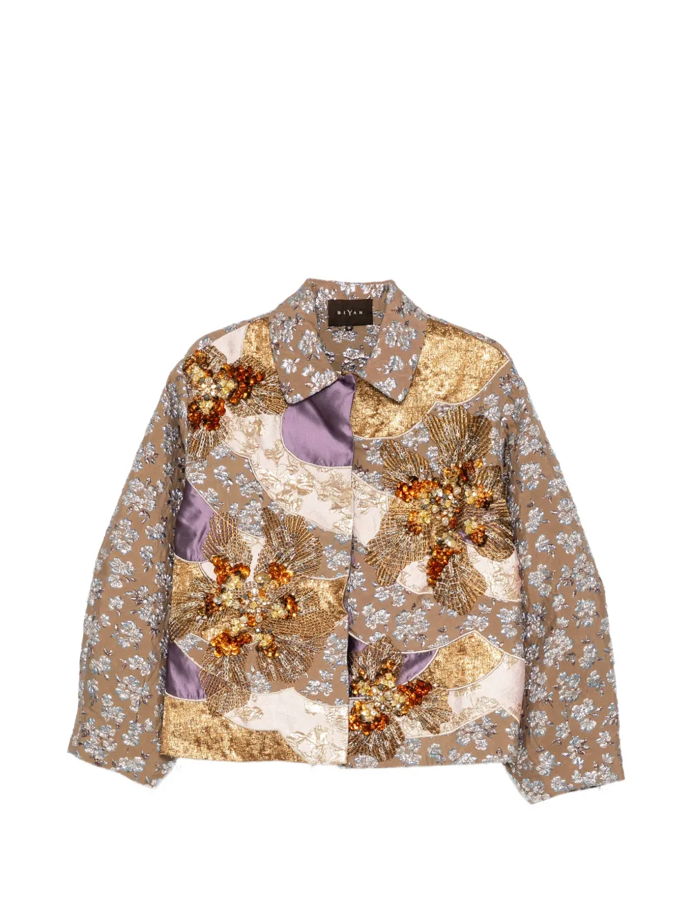 Biyan floral-jacquard bead-embellished jacket - Toni neutri
