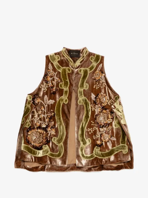 Biyan sequin-embellished velvet waistcoat