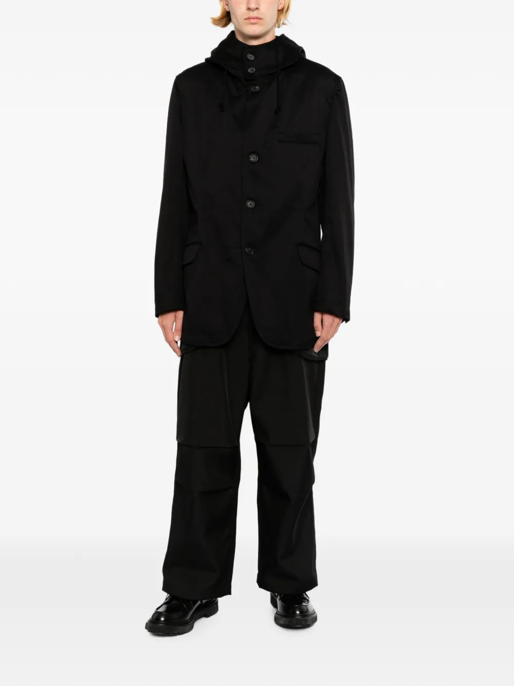 Yohji Yamamoto Katoenen chino jack Zwart