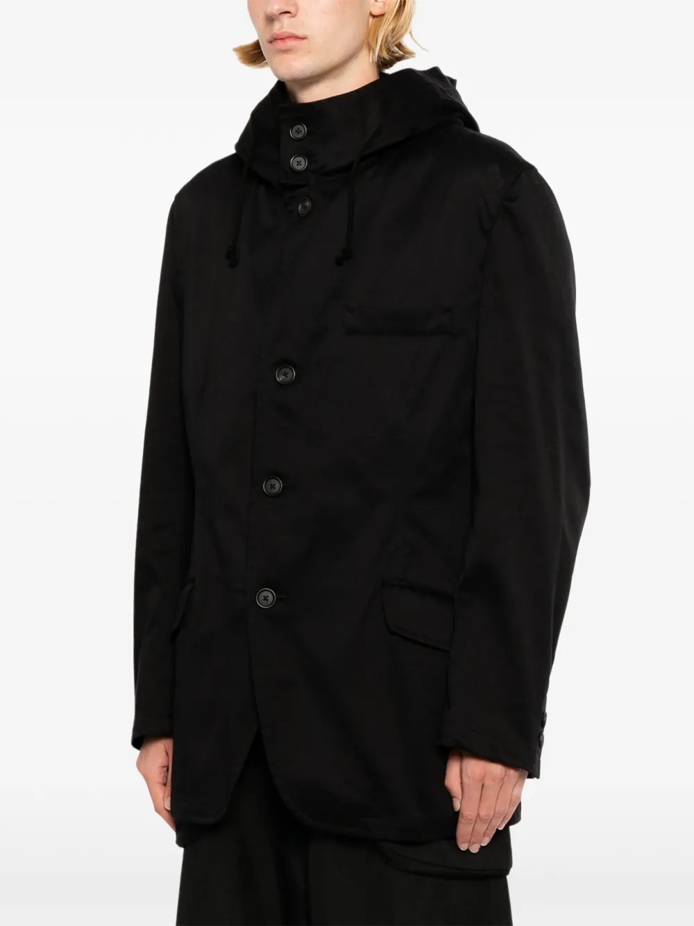 Yohji Yamamoto Katoenen chino jack Zwart