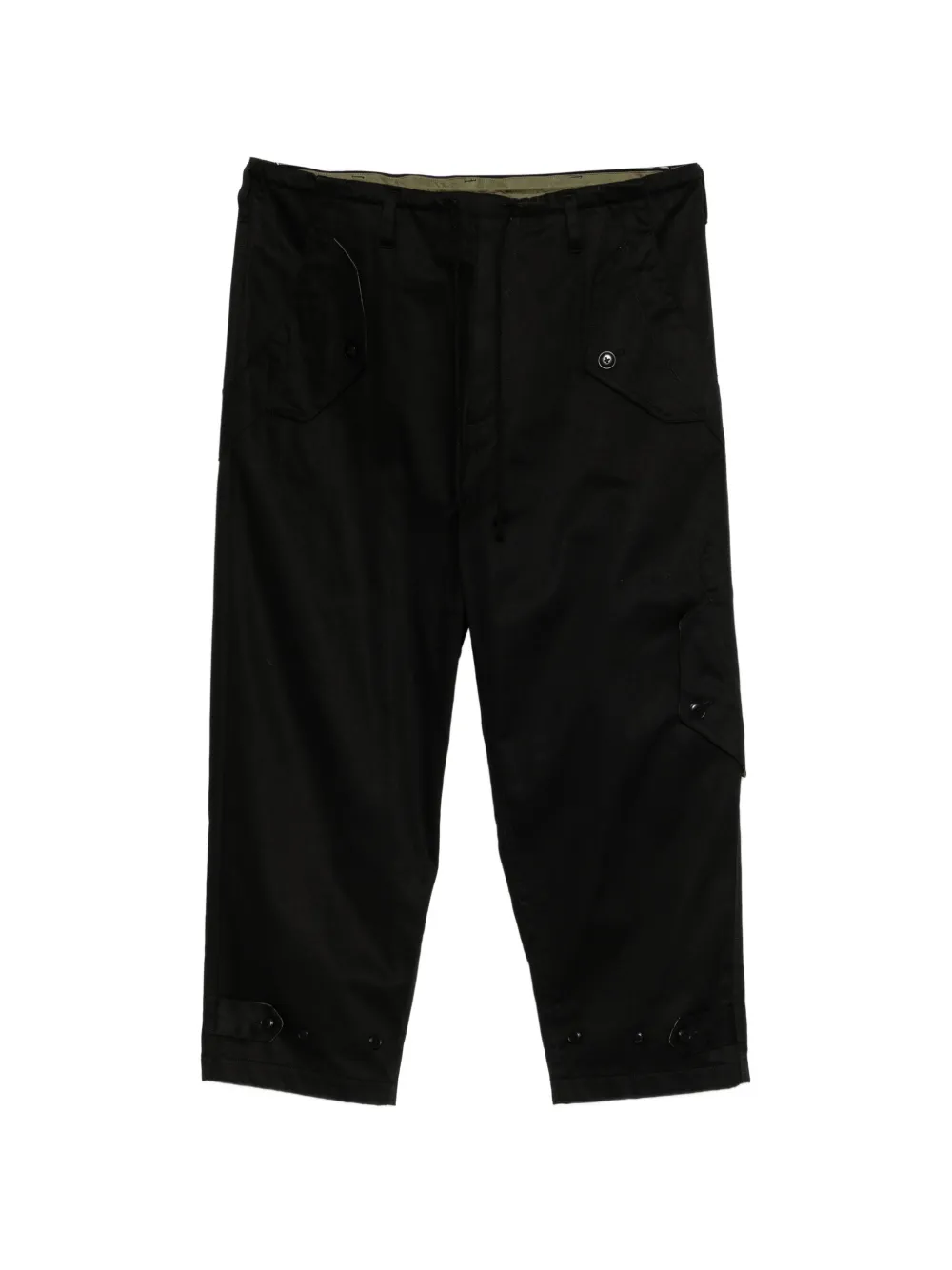 Yohji Yamamoto chino flap pocket drawstring pants - Nero