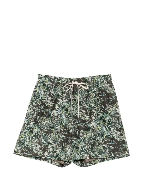 Auralee Printed Silk Shorts in Brown