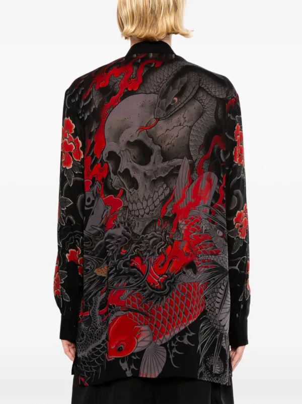 Yohji Yamamoto xRyu Ga Gotoku Studio Printed Shirt | Black | FARFETCH