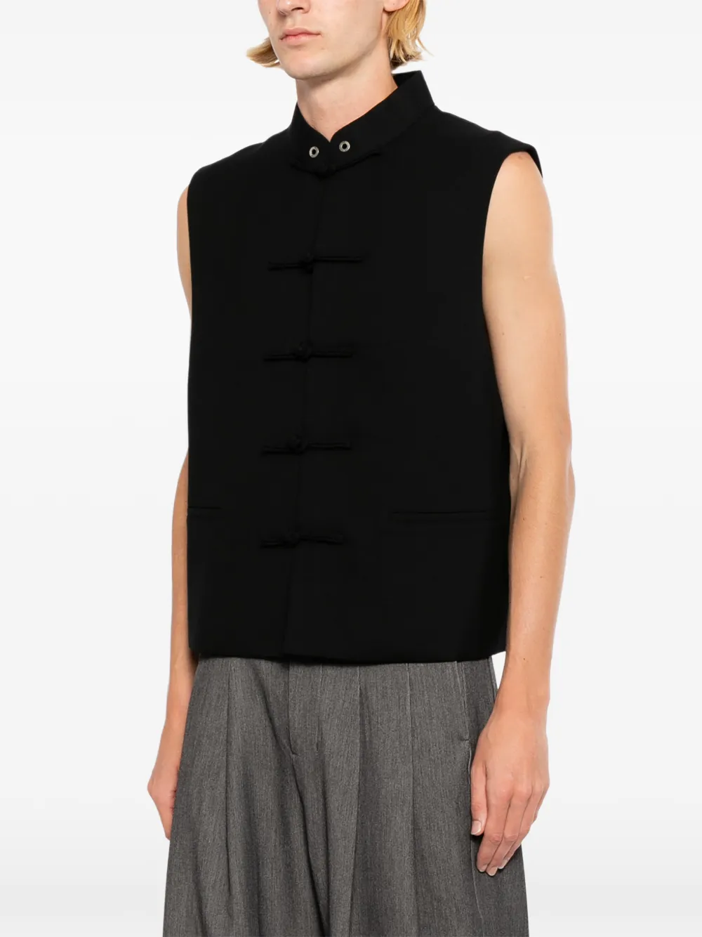 TEAM WANG design Mouwloos jack met kikkersluiting Zwart