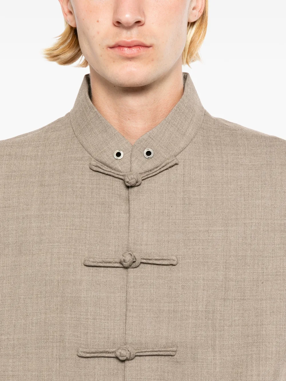 TEAM WANG design Mouwloos jack met kikkersluiting Bruin