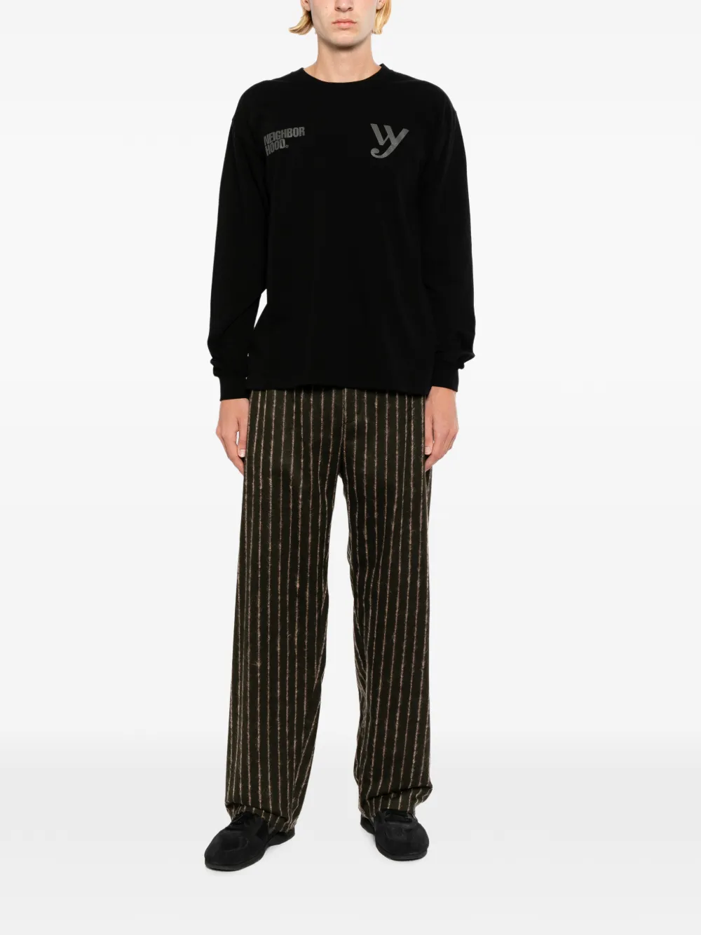 Yohji Yamamoto x Neighborhood T-shirt met lange mouwen Zwart