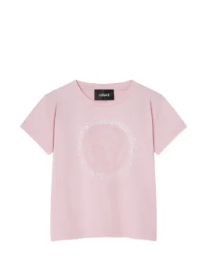 Versace Kids Embellished Printed cotton-jersey T-shirt | ピンク