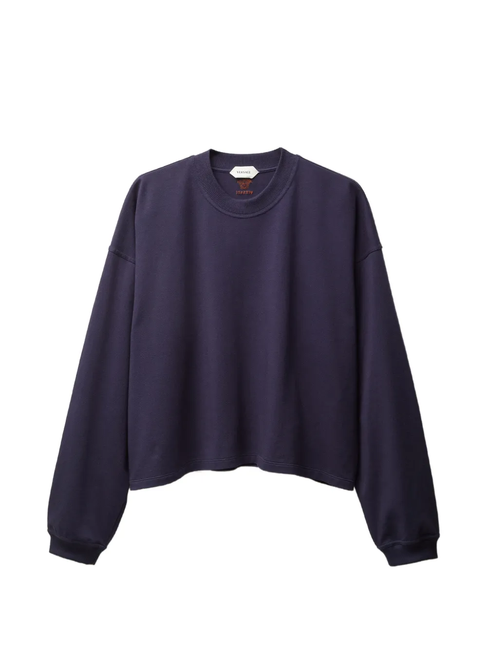 Versace embroidered cotton-jersey long-sleeved T-shirt - Blue