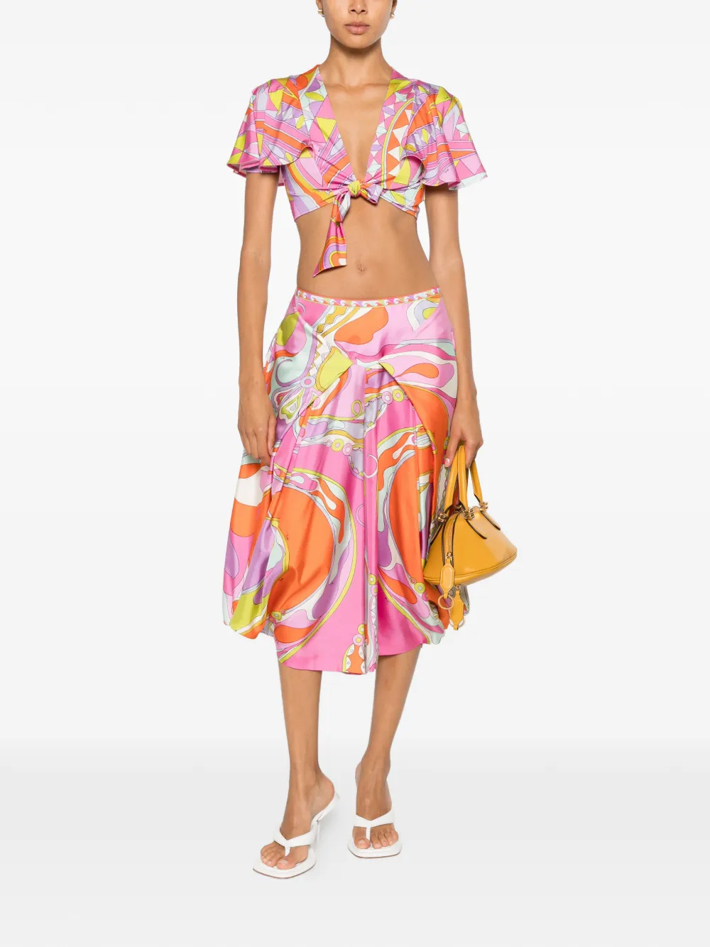 PUCCI Top met geometrische print en striksluiting Roze