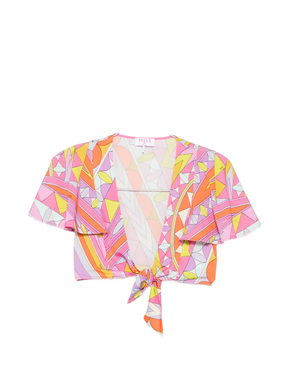 PUCCI geometric-print tie-fastening top - Pink