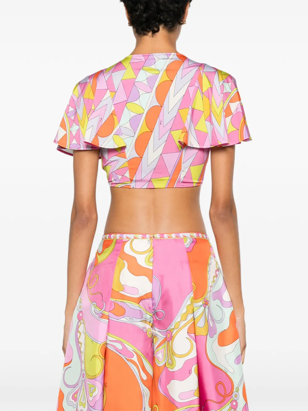 PUCCI Top met geometrische print en striksluiting Roze