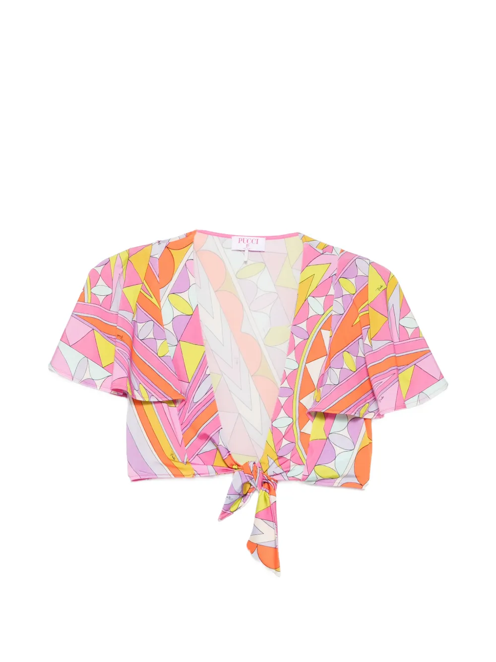 PUCCI geometric-print tie-fastening top - Rosa