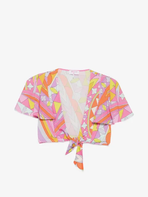 PUCCI geometric-print tie-fastening top