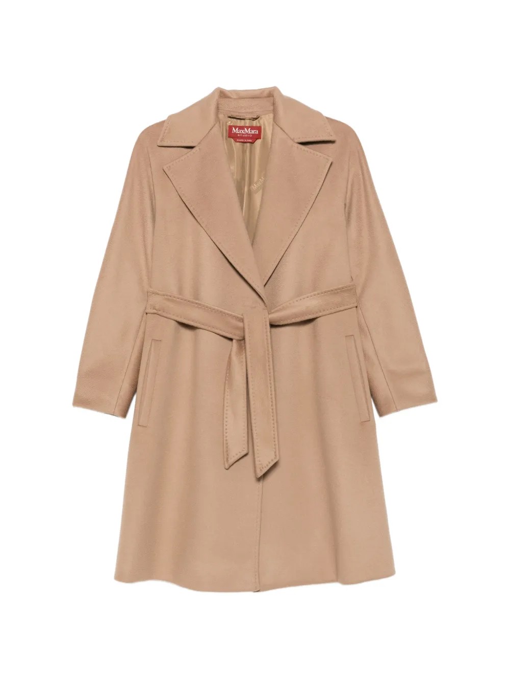 Max Mara Dravenna belted notch-lapels coat - Neutrals