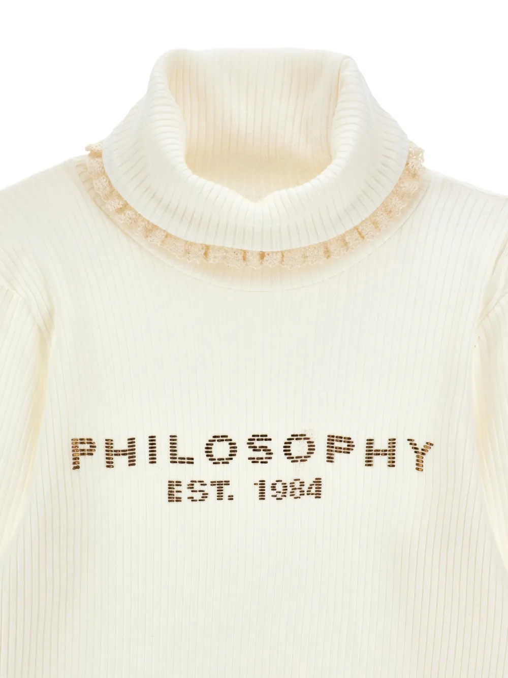 Philosophy Di Lorenzo Serafini Kids logoprinten trui met kanten afwerking Wit