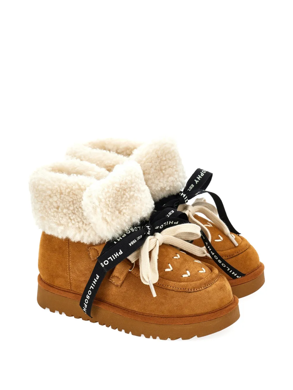 Philosophy Di Lorenzo Serafini Kids Anfibi con bordo in shearling - Marrone