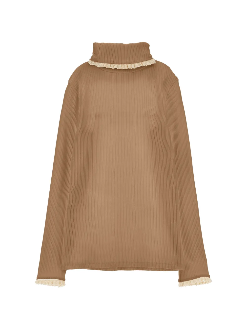 Philosophy Di Lorenzo Serafini Kids Ribgebreide trui met kanten afwerking Beige