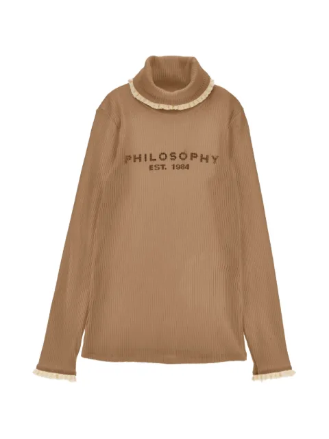 Philosophy Di Lorenzo Serafini Kids lace-trim ribbed-knit sweater