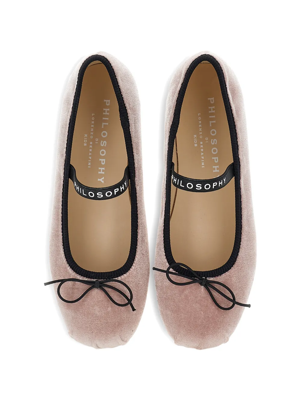 Philosophy Di Lorenzo Serafini Kids Fluwelen ballerina's met logoband Roze