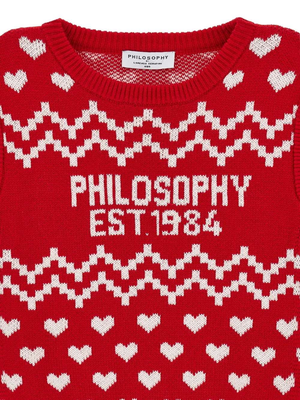 Philosophy Di Lorenzo Serafini Kids Intarsia gebreide spencer met hartpatroon Rood