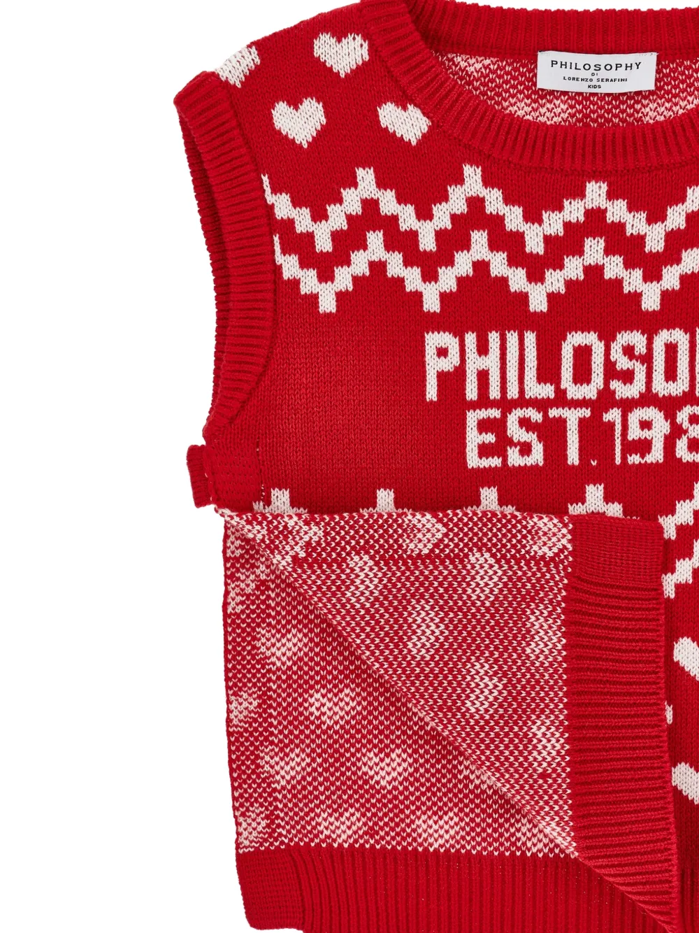 Philosophy Di Lorenzo Serafini Kids Intarsia gebreide spencer met hartpatroon Rood