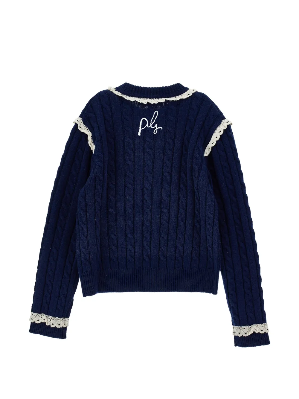 Philosophy Di Lorenzo Serafini Kids Kabelgebreide trui met kanten afwerking Blauw