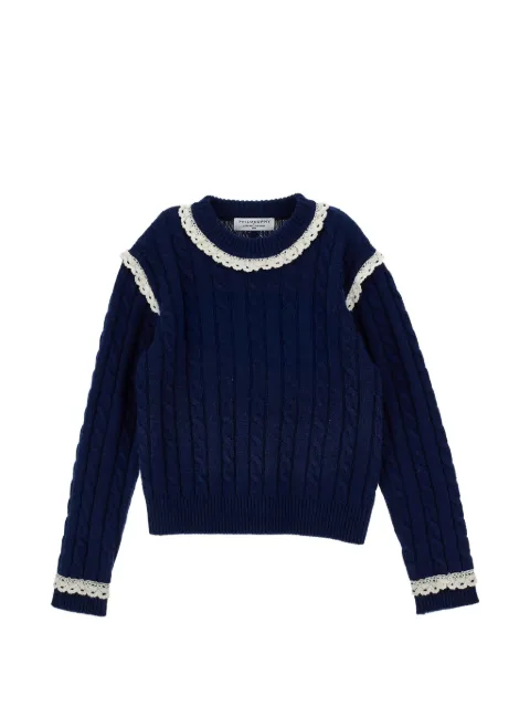 Philosophy Di Lorenzo Serafini Kids lace-trim cable-knit sweater