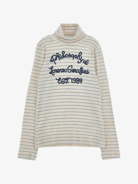Philosophy Di Lorenzo Serafini Kids striped logo-embroidered sweater