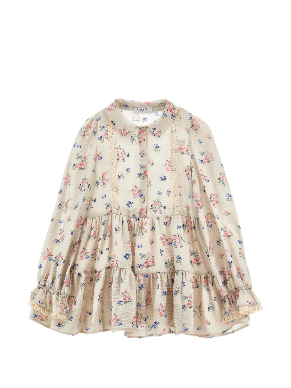 Philosophy Di Lorenzo Serafini Kids Abito a fiori con bordo in pizzo - Toni neutri