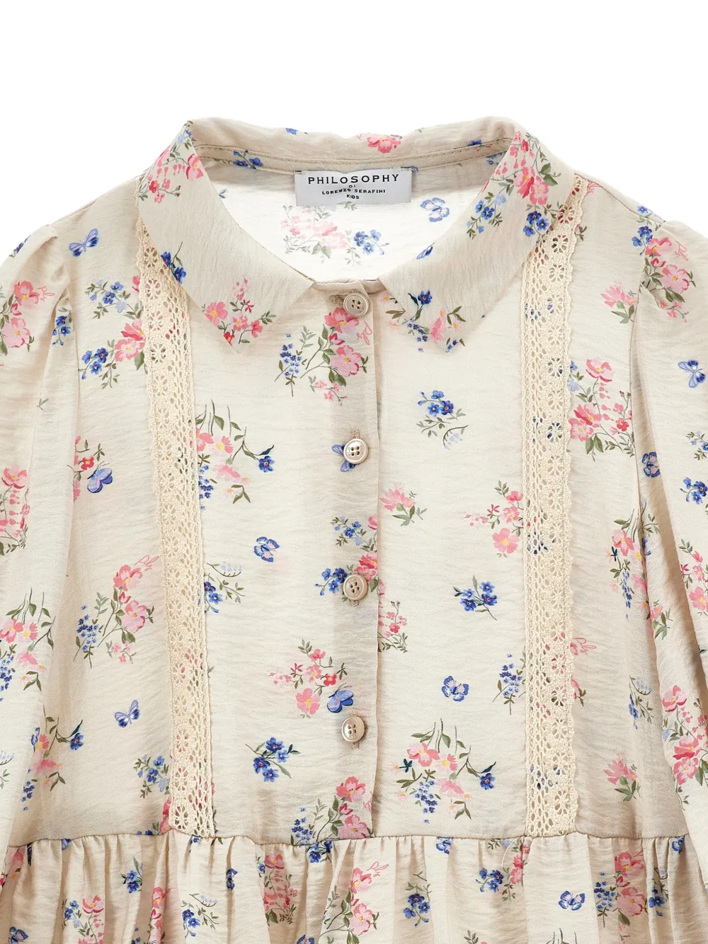 Philosophy Di Lorenzo Serafini Kids Jurk met bloemenprint Beige