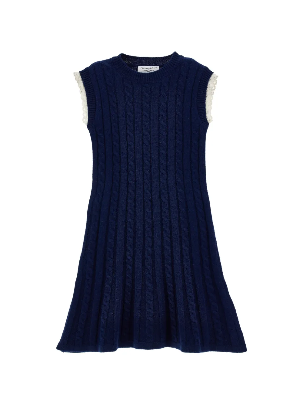 Philosophy Di Lorenzo Serafini Kids cable-knit lace-trim dress - Blue