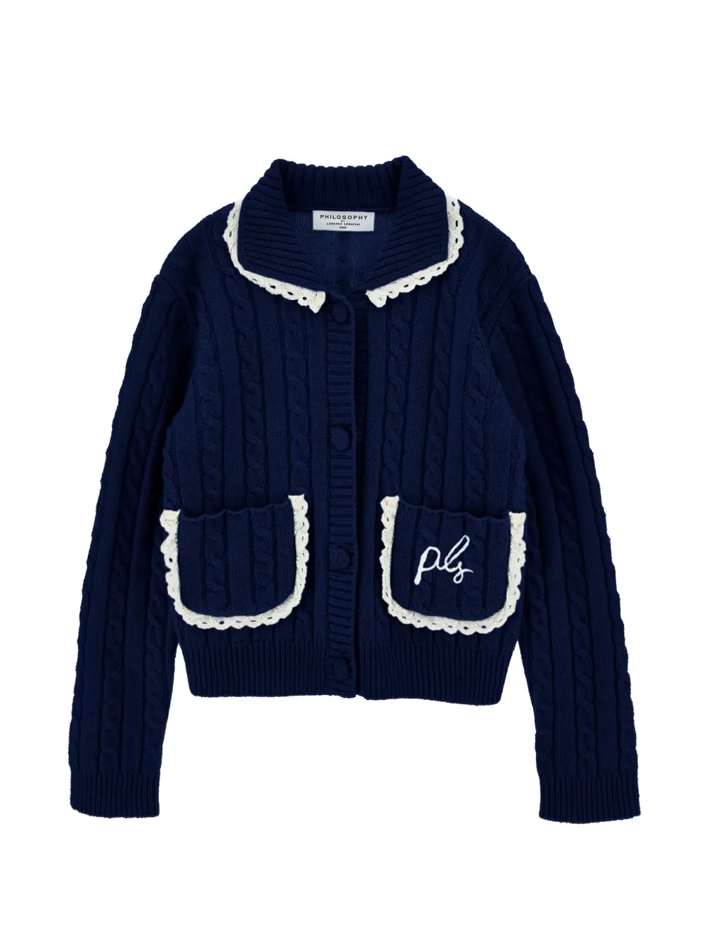 Philosophy Di Lorenzo Serafini Kids Cardigan con bordo in pizzo - Blu