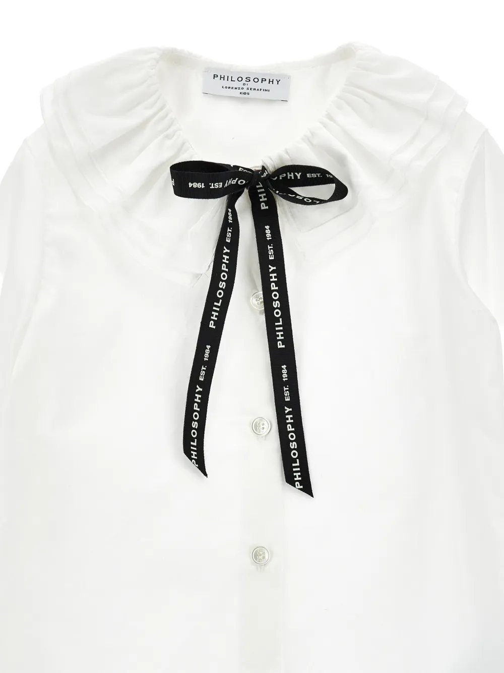 Philosophy Di Lorenzo Serafini Kids Blouse met ruchekraag en strikdetail Wit