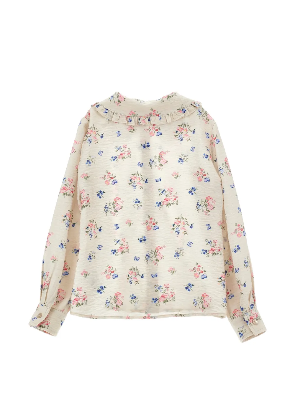 Philosophy Di Lorenzo Serafini Kids Coeur shirt met bloemenprint en ruchekraag Beige