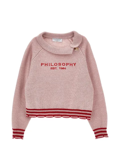 Philosophy Di Lorenzo Serafini Kids logo-embroidered scalloped-hem sweater