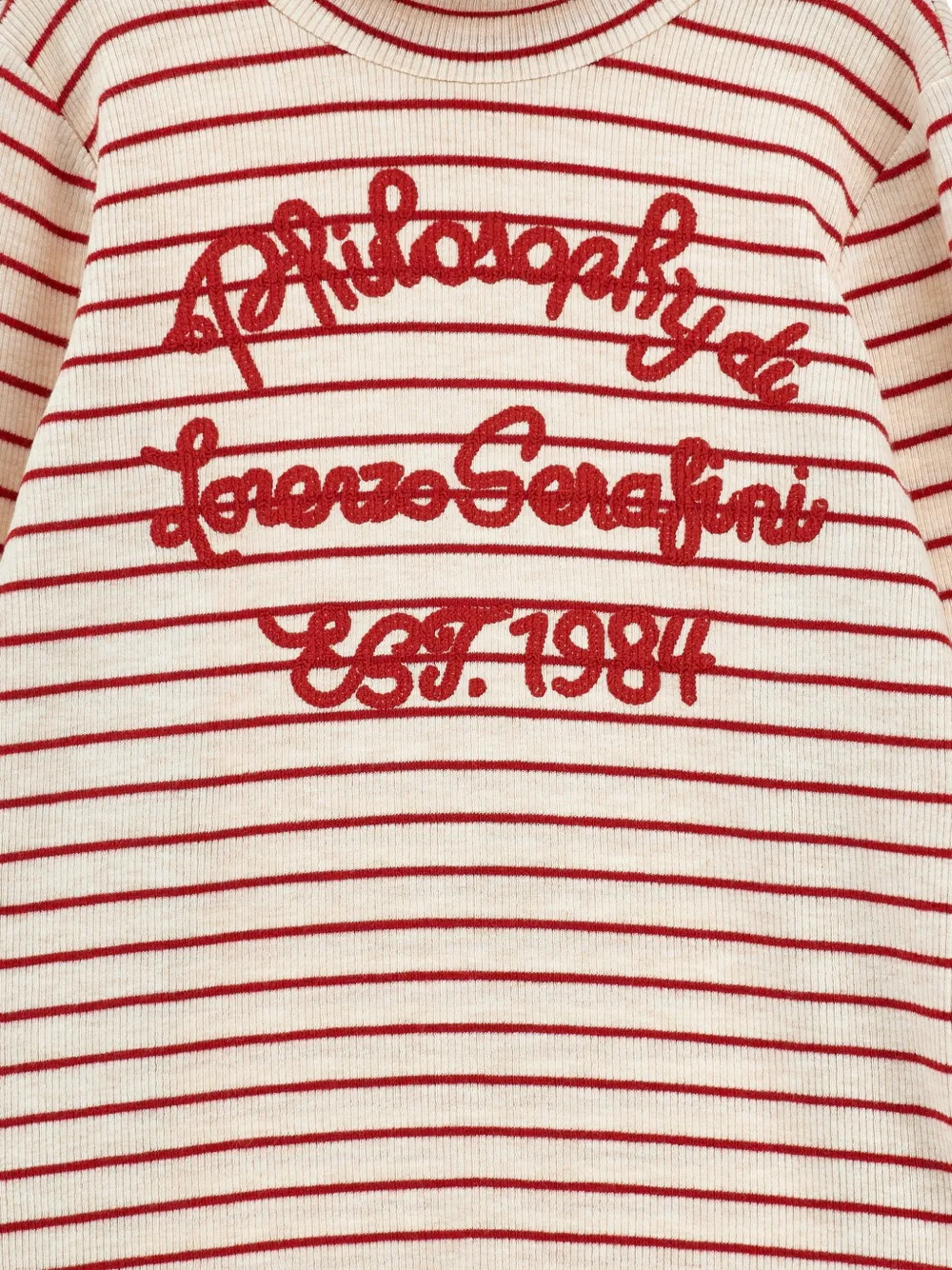 Philosophy Di Lorenzo Serafini Kids Gestreepte trui met geborduurd logo Beige