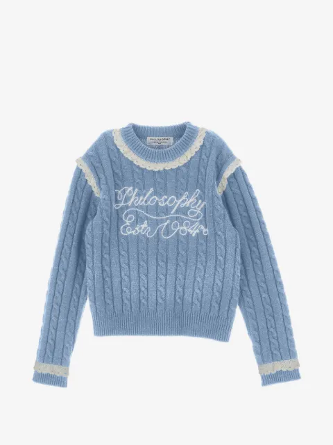 Philosophy Di Lorenzo Serafini Kids cable-knit lace-trimmed sweater