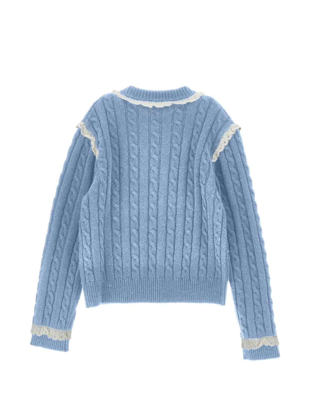 Philosophy Di Lorenzo Serafini Kids Kabelgebreide trui met kanten afwerking Blauw