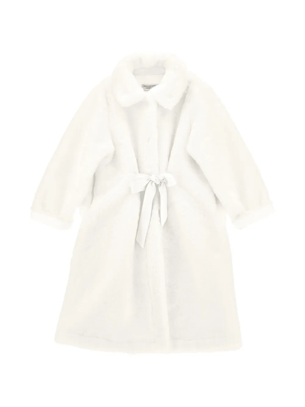 Philosophy Di Lorenzo Serafini Kids Cappotto in pelliccia sintetica con fiocco - Bianco